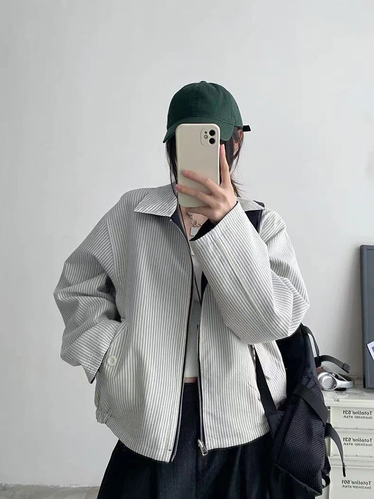 خمر مزدوجة الوجهين ارتداء السترات النساء الخريف Harajuku الشارع الشهير سترة واقية غير رسمية Bf الكورية التلبيب سستة زي بيسبول #4