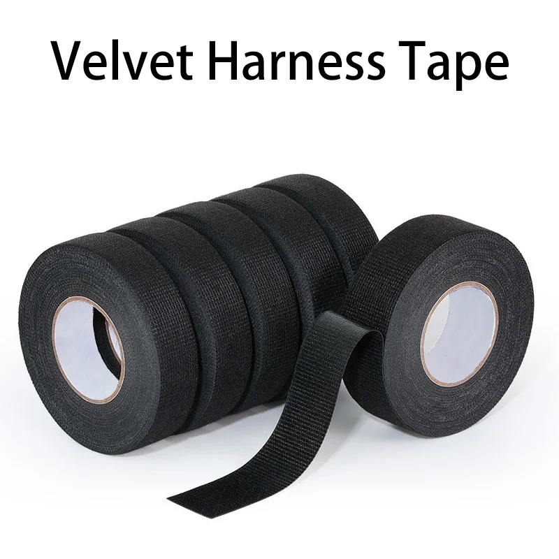 15M Cloth Electrical Tape Heat Resistant Harness Tape Fabric Automotive Electrical Tape Velvet Harness Tape