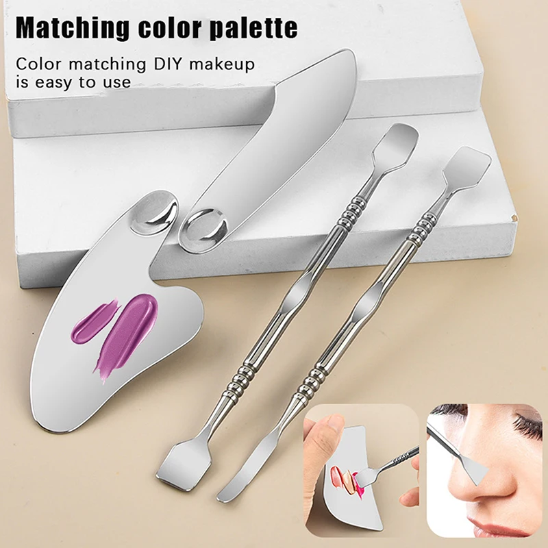 1pc/3pcs Cosmetic Makeup Stainless Steel Spatula Foundation Shovel Applicator Eye Mask Cream Spoons Blackhead Remove Care