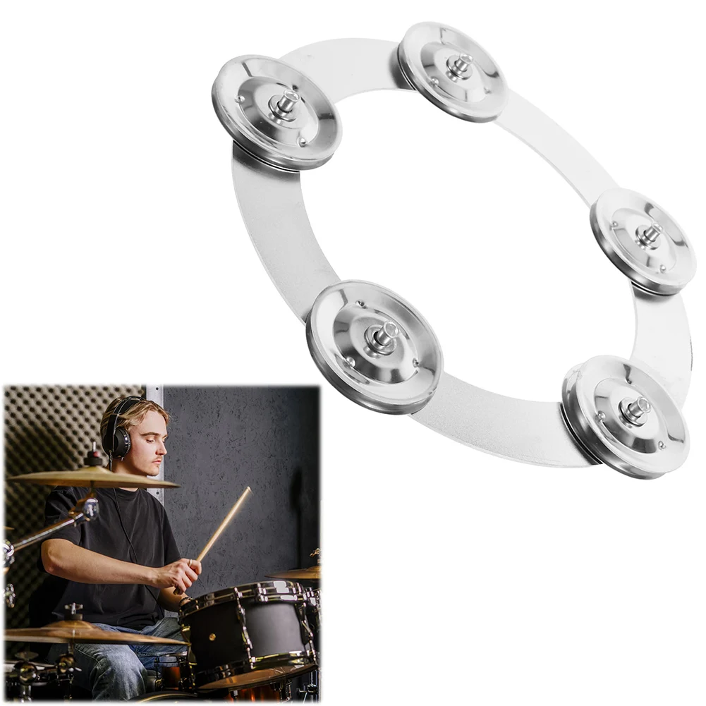 6pcs Drum Cymbals Mountable Stainless Steel Drum Ring Hi Hat Tambourine Drum Set Percussion Jazz Drum Instrument Accessories