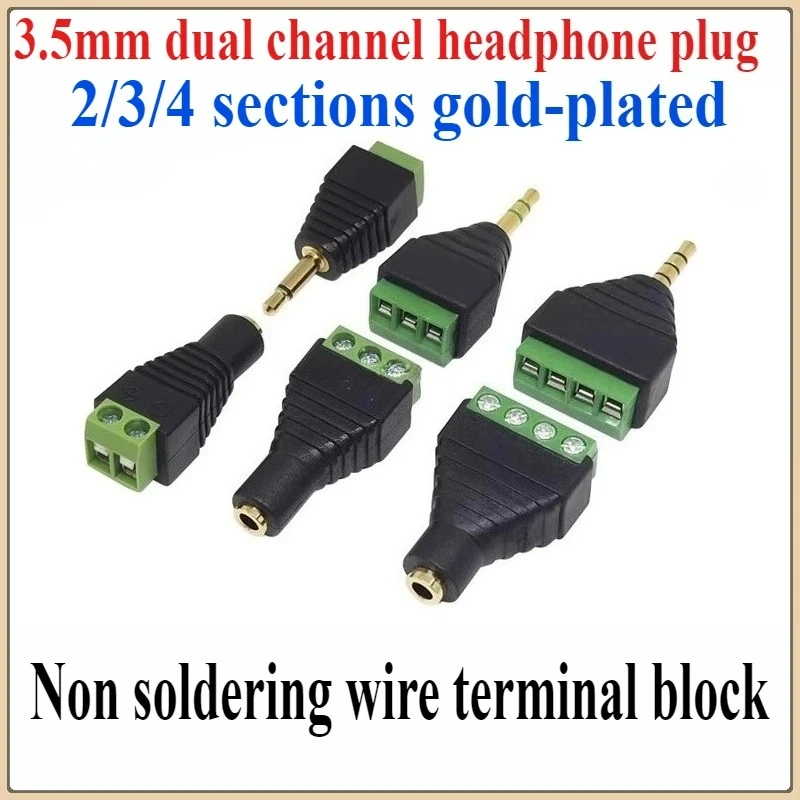 

2PCS 3.5 Jack Connector Stereo Adapter 3.5mm Audio Mono Channel Plug To Screw Terminal Audio Mono Channel Plug