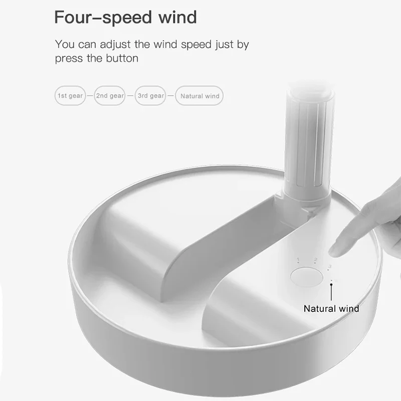 Faltbarer Teleskopischer Kabelloser Tragbarer Tischventilator USB-Aufladbar Eingebauter Akku Oszillierender Standventilator zur Luftkühlung – Detail 4