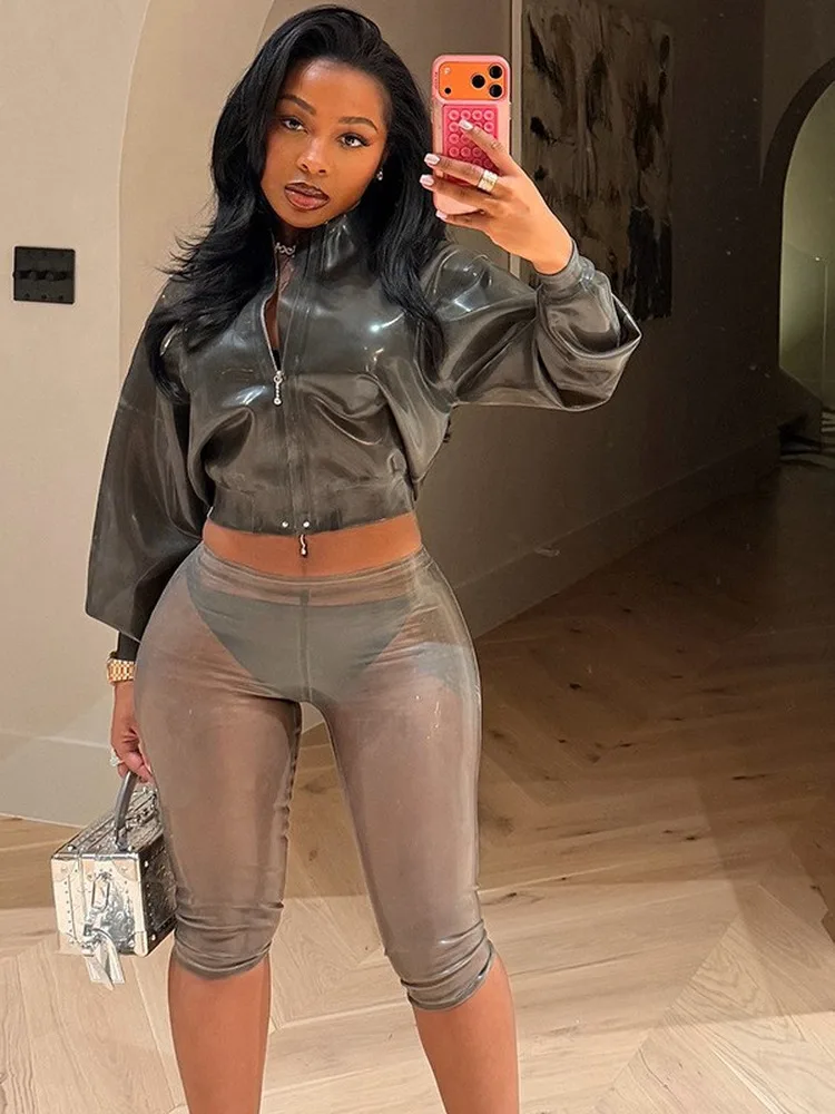 

Women's Fashionable Sexy Tight Fit Elastic See-through Five-minute Pants Casual Pants Natural Waist Polyester Spring Season