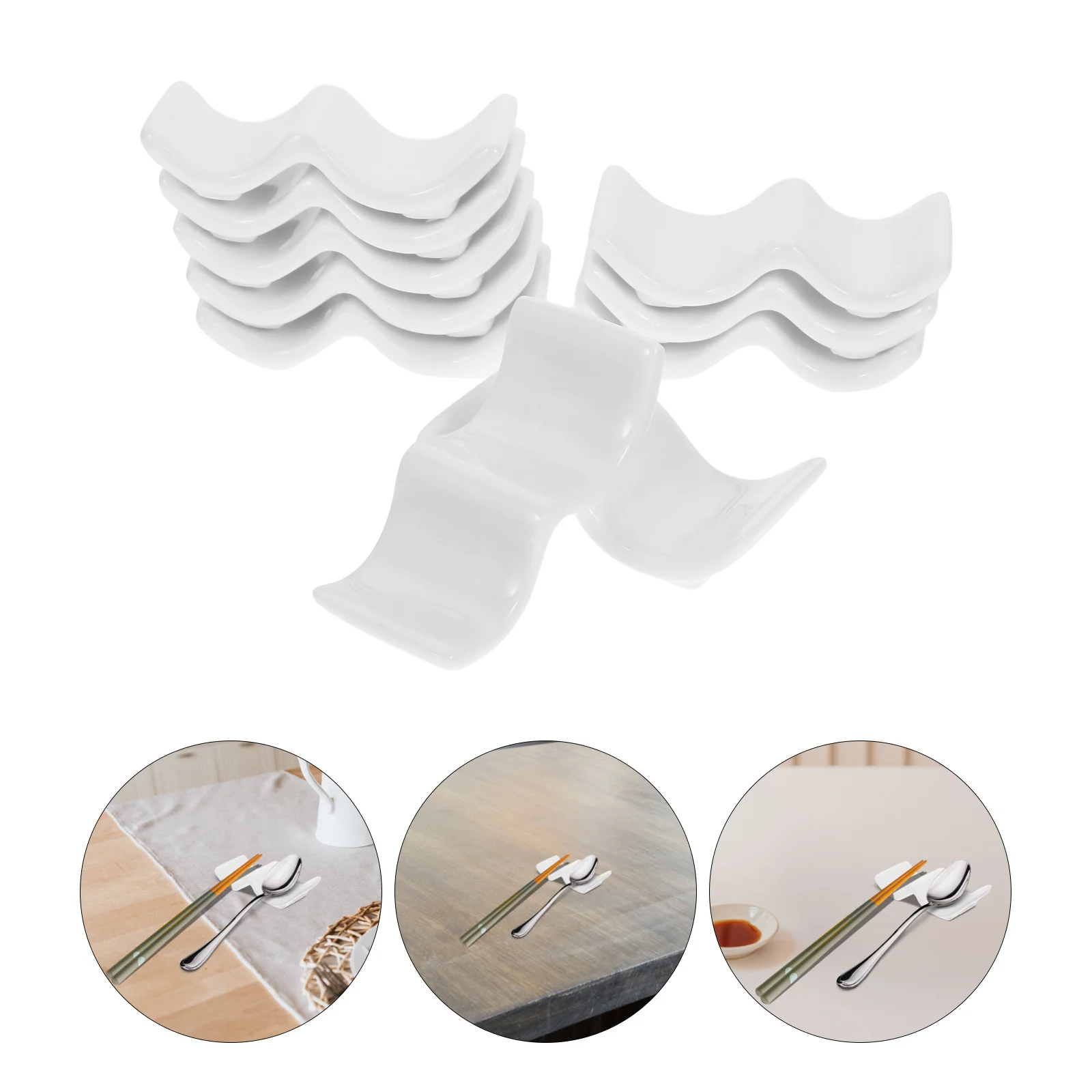 

10Pcs Porcelain Chopstick Spoon Fork Holder Rest Ceramic Kitchen Tableware Organizer Prevent Rolling Dining Decor