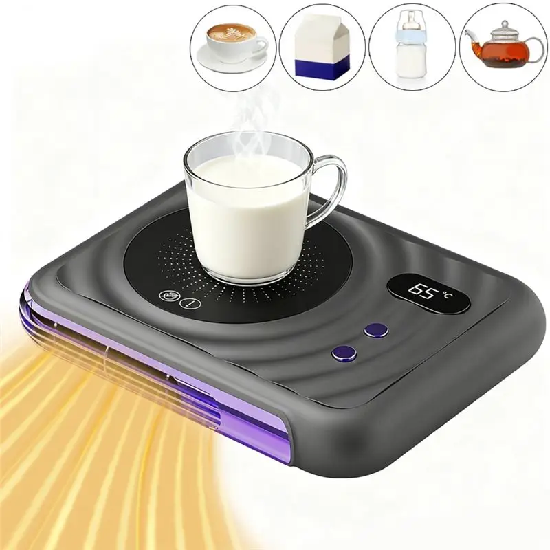 M12K-Electric Mug Warmer Heating Cup Heater With Temperature Display For Coffee Milk Tea Fan Heaters In Winter US US Plug