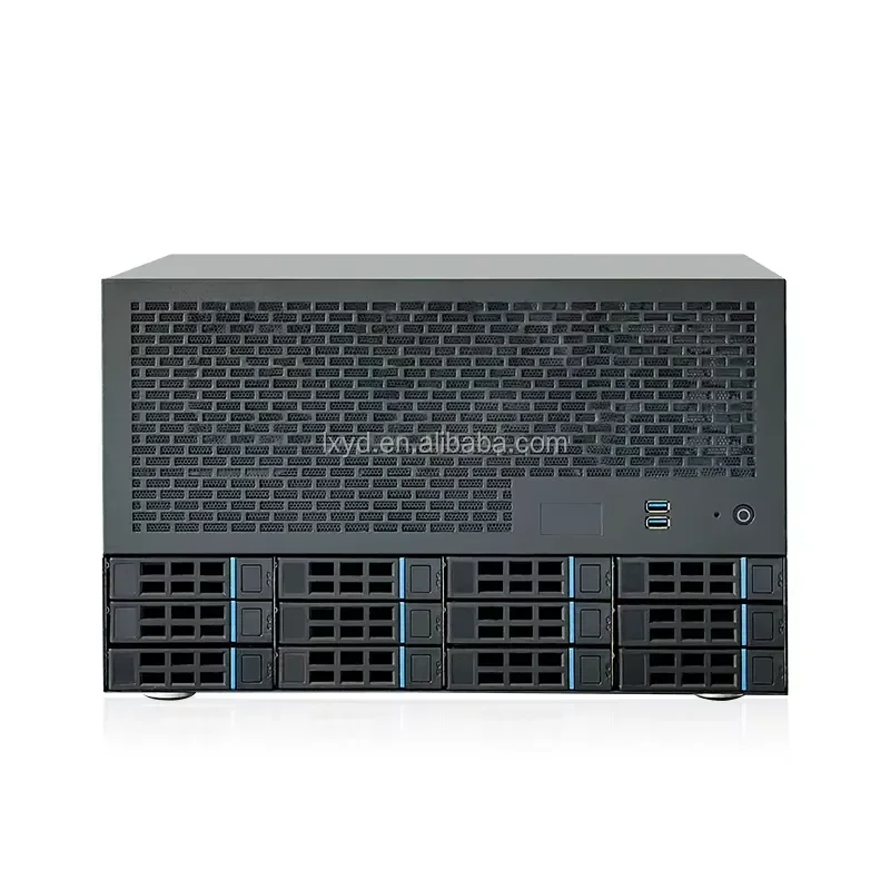12 Bay NAS Chassis 6U Rackmount Server Case with ATX Power Supply and Motherboard for SMB Home Storage Data Center Network