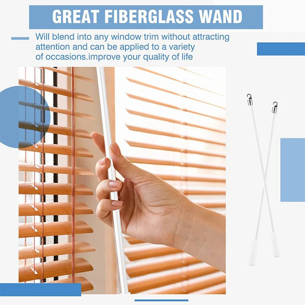 

2pcs Curtain Pull Rod 12 Inch Fiberglass Blind Wand Replacement Alloy Hook For Venetian Blinds Tilt Control Easy Install