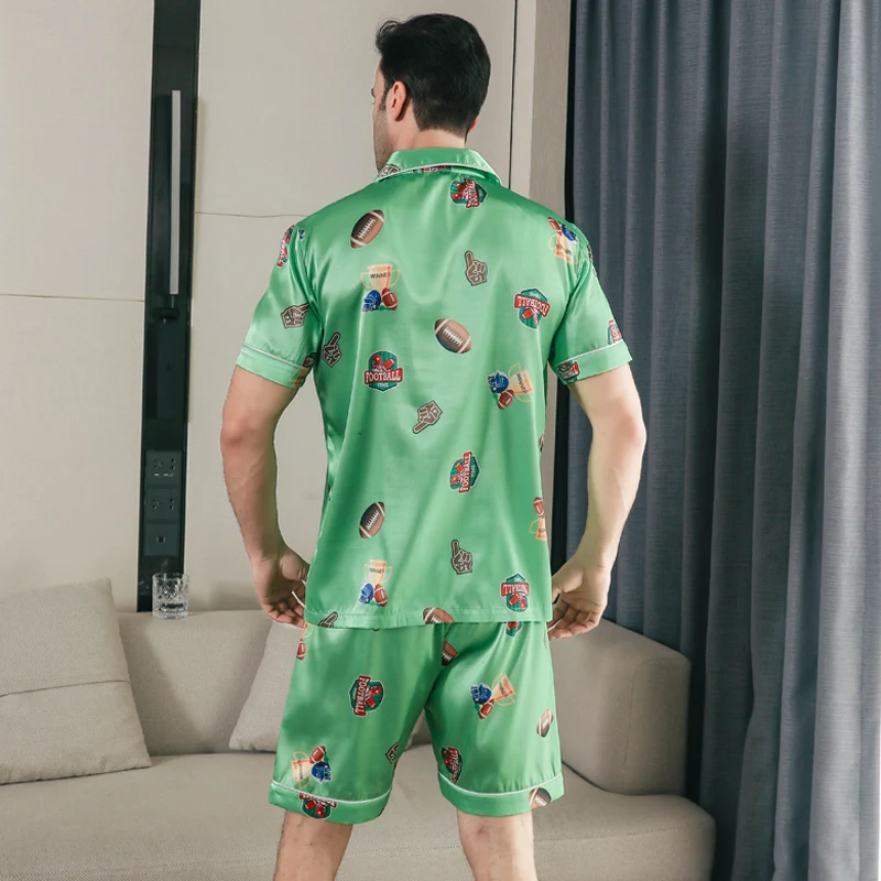 Heren Pyjama Met Korte Mouwen Zomerijs Zijde Huiskleding Heren Zomer Casual Dun Vest Kan Worden Gedragen Als Een Set Huiskleding