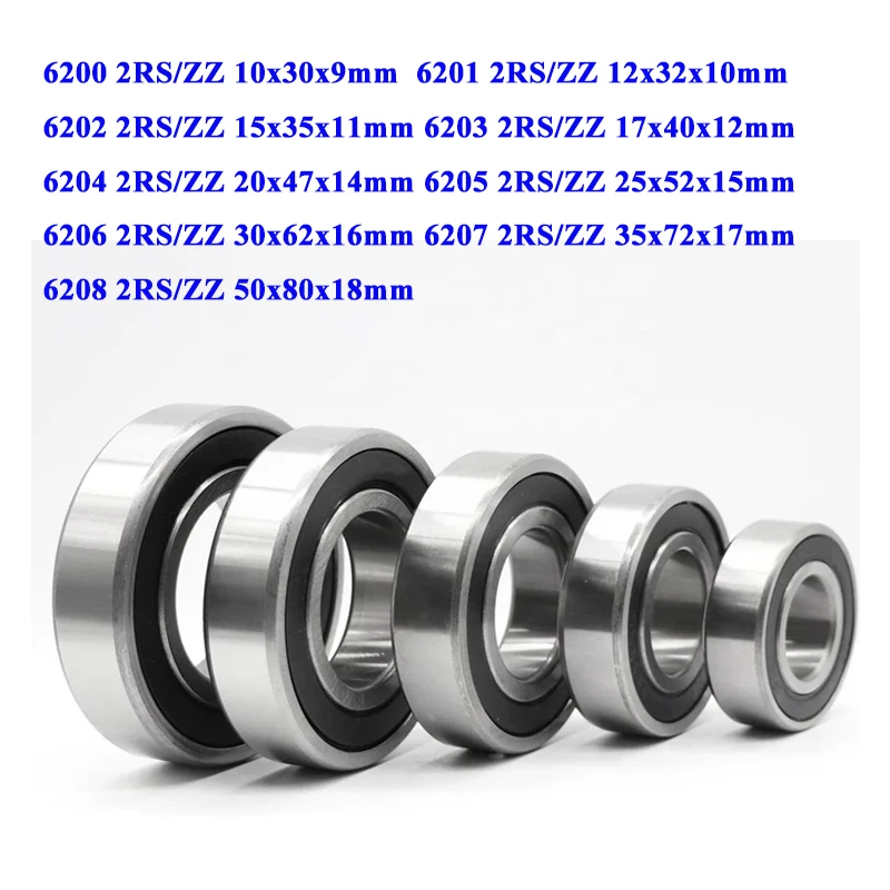 5 sztuk 6200 6201 6202 6203 6204 6205 6206 6207 6208 RS ZZ 2RS rz ABEC-5 Gumowe uszczelnione łożyska kulkowe poprzeczne Łożysko niskiej prędkości