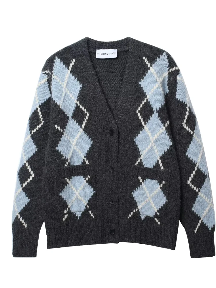 

Женский вязаный свитер, осень 2022, новый сетчатый узор, однобортный вязаный кардиган с v-образным вырезом и длинными рукавами на пуговицах, пальто, уличная одежда