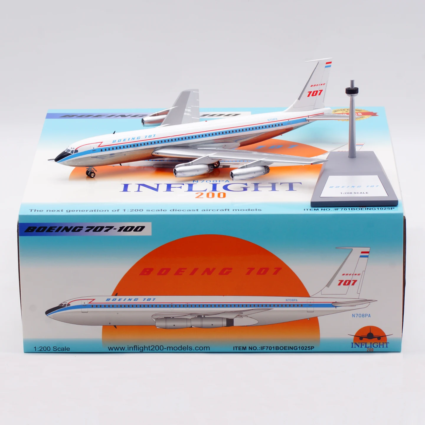 

IF701BOEING1025P Alloy Collectible Plane Gift INFLIGHT 1:200 Boeing B707-100 "Polished" Diecast Aircraft Jet Model N708PA