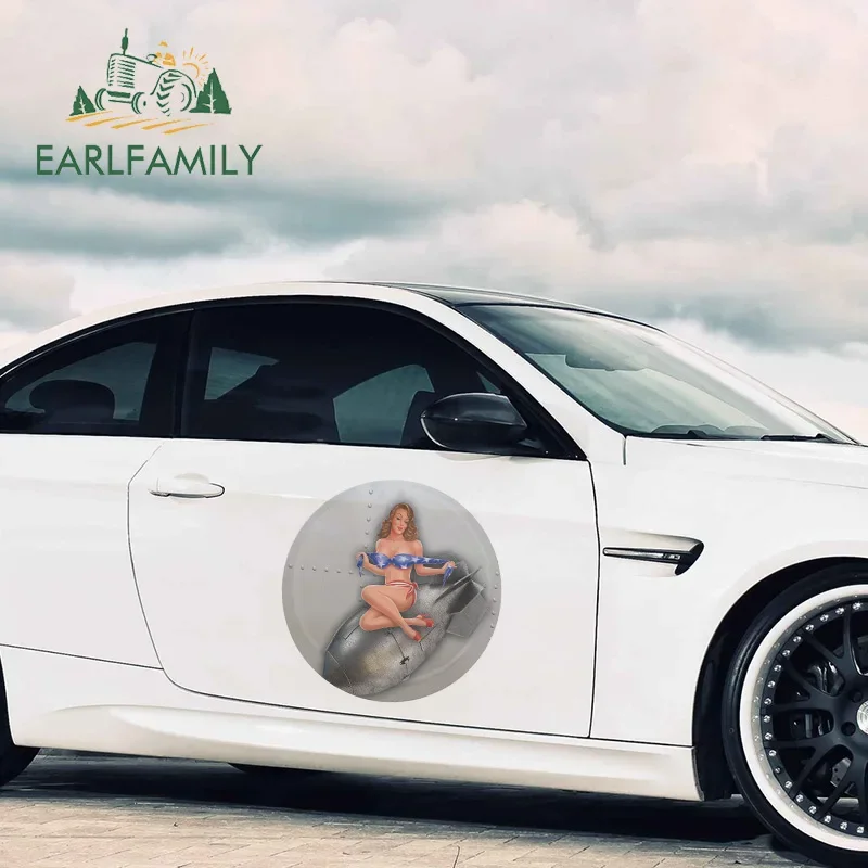 EARLFAMILY 43cm x 42.3cm For Bomber Sexy Girl Car Stickers Vinyl Material Decal Waterproof Motorcycle Creative For JDM SUV RV