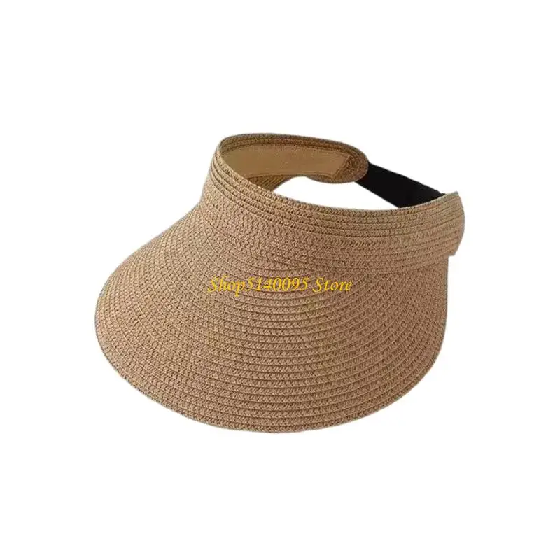 DXAE Beach Vacation Sun Shade Hat Open Top Wide Brims Straw Cap for Outdoor Wear