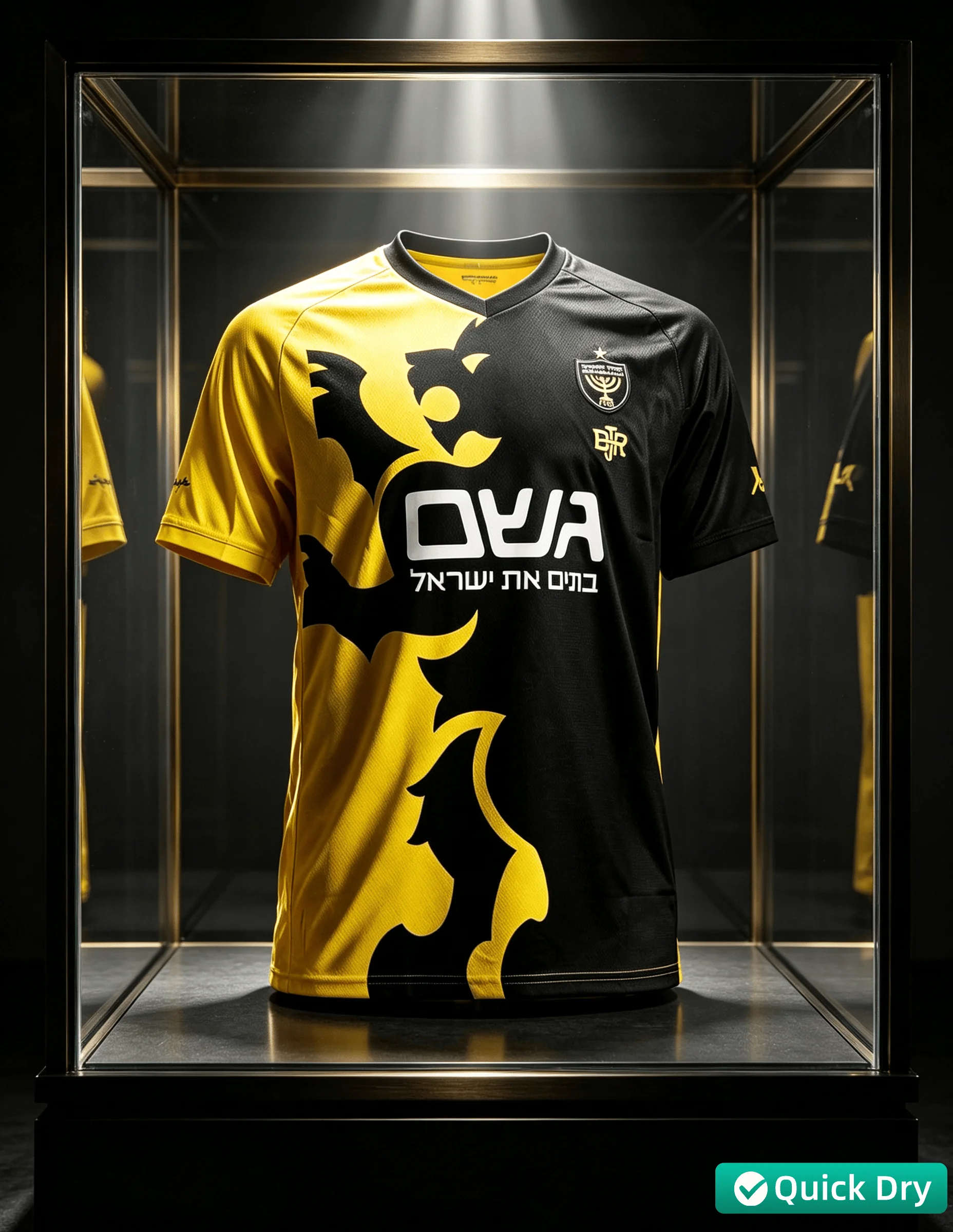 Nueva Camiseta de Competición Beitar Jerusalem para Hombre, Negra y Amarilla con Diseño de León, Transpirable, de Malla, Manga Corta, para Entrenamiento de Fútbol, a la Moda