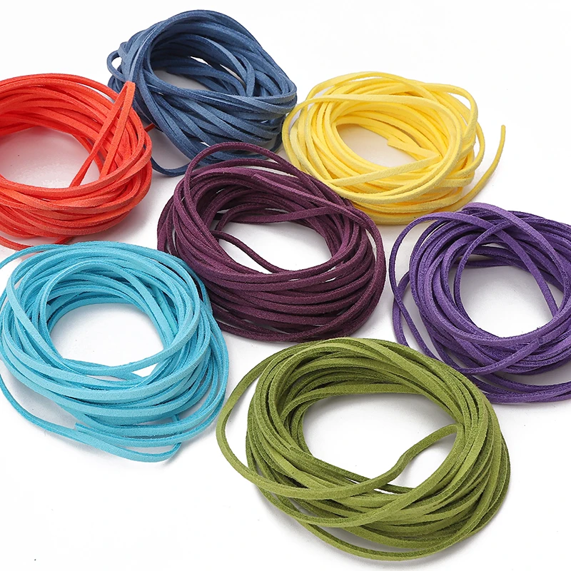 

1M/4M 2.5-2.8mm Multicolored Flat Faux Suede Korean Velvet Cord String Rope Thread Lace Jewelry Findings for DIY Choker Necklace