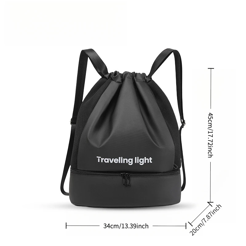 Рюкзак для фитнеса на шнурке с отделением для обуви, нейлоновая спортивная сумка с несколькими карманами для тренировок в тренажерном зале, украшение с бахромой и каркас Des