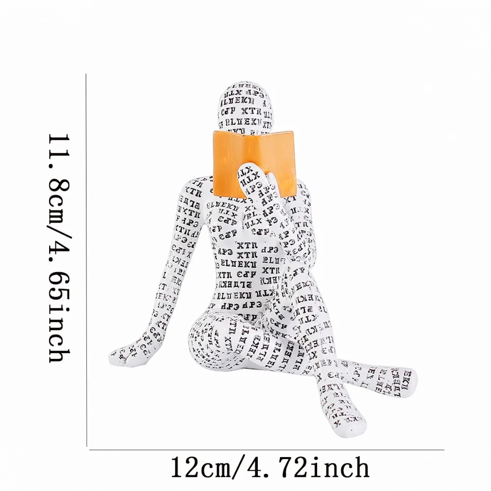 Creative Mini Reading Woman Figurine Thinker Style Resin Art Sculpture Nordic Modern Simple Abstract Sculptures Home