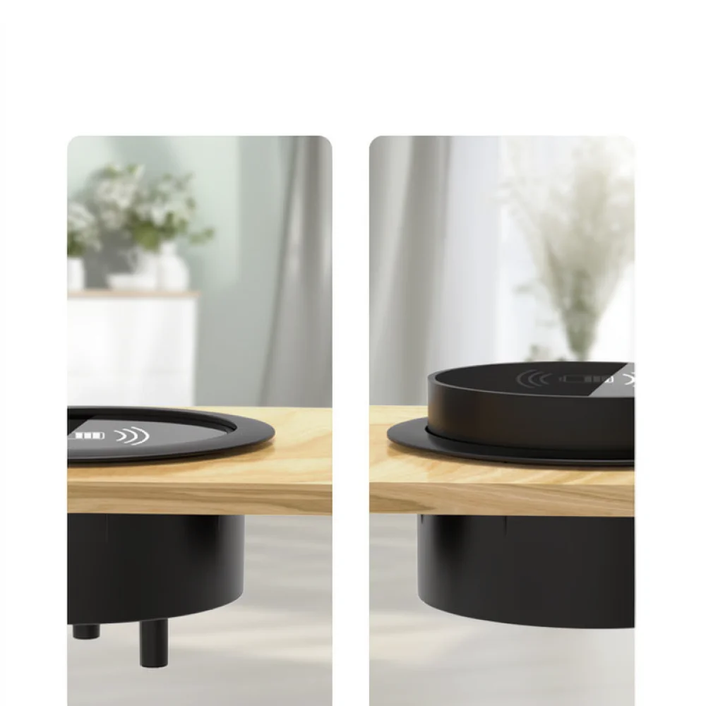Wireless Charging Pad For Desk Furniture Embedded Design Fast Power Station Multi Device Charger Black Desktop Accessory