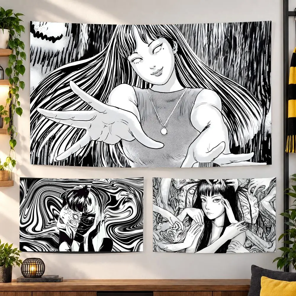 T-Tomie Tapestry House Bedroom Living Bar Garden Microfiber Decoration Background
