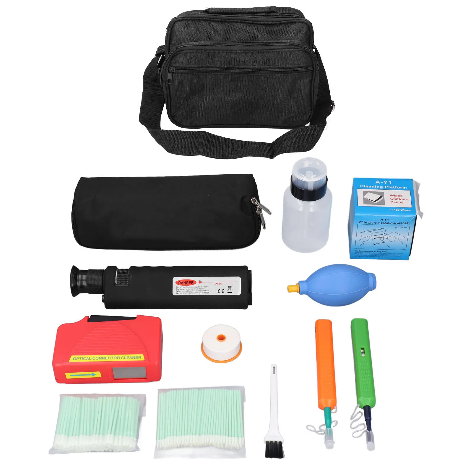광학 클리닝 키트 광학 클리너 키트 13 in 1 휴대용 완전 경량 방진 FC SC ST용 보관 가방 포함