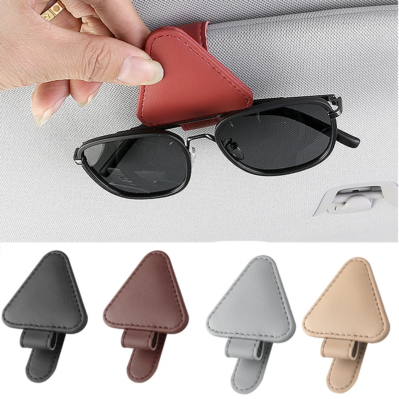 Universal Sun Visor Clip Sunglasses Holder Car Glasses Holder Microsoft Leather Eyeglasses Hanger Ticket Clip Mount Rack Grip