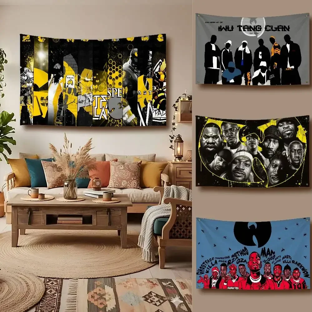 W_WU-T_TANGS CLAN Flagge aus Polyester, bedrucktes Banner zur Dekoration, Wandteppich, Schlafsaal, Schlafzimmer