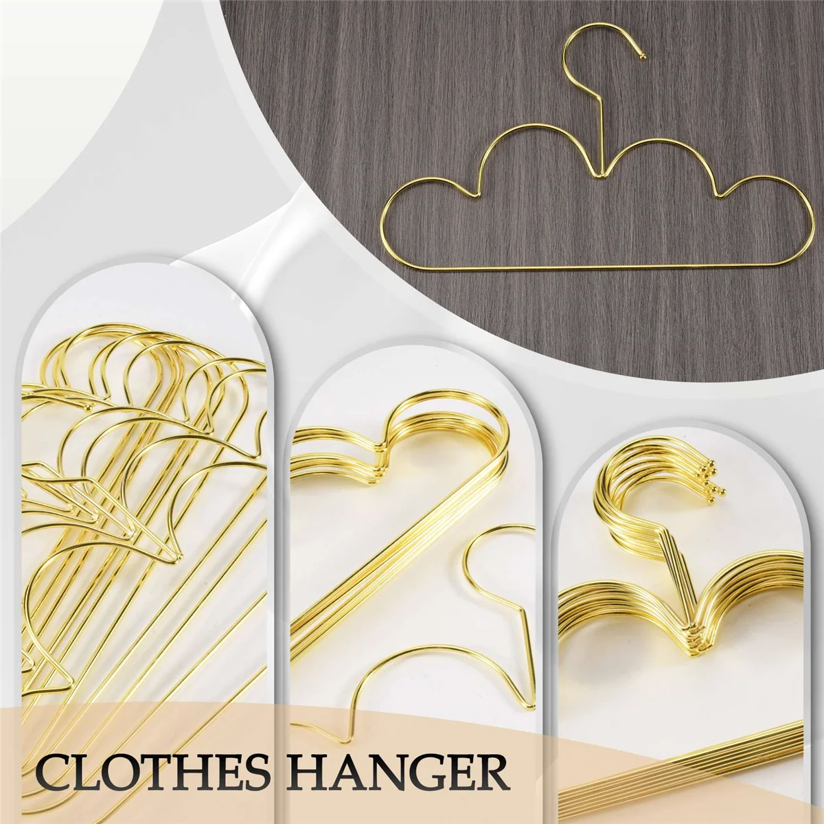 10Pcs Hangers Non Slip Metal Toddlers Clothes Hanger Golden Kids Cloud Shape Coat Hanger Clothing Storage Organizer RackJAS