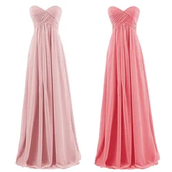 Una linea di pieghe in Chiffon elegante senza spalline Sweetheart abiti da damigella d'onore festa di nozze sera formale Prom Robe De Soiree cerniera