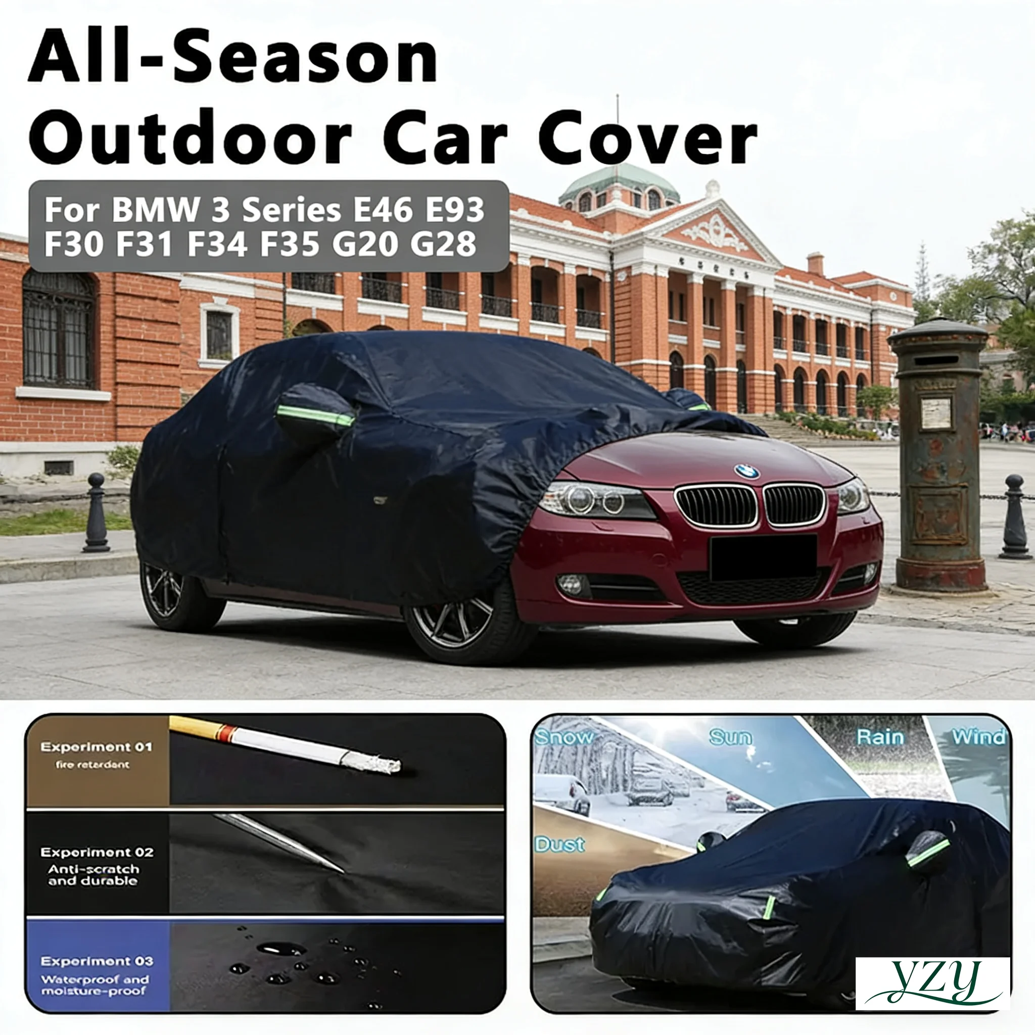 

For BMW 3 Series E46 F34 F35 G20 E93 F30 F31 G28 Car Full Cover Outdoor Waterproof Snowproof Sunshade car covers