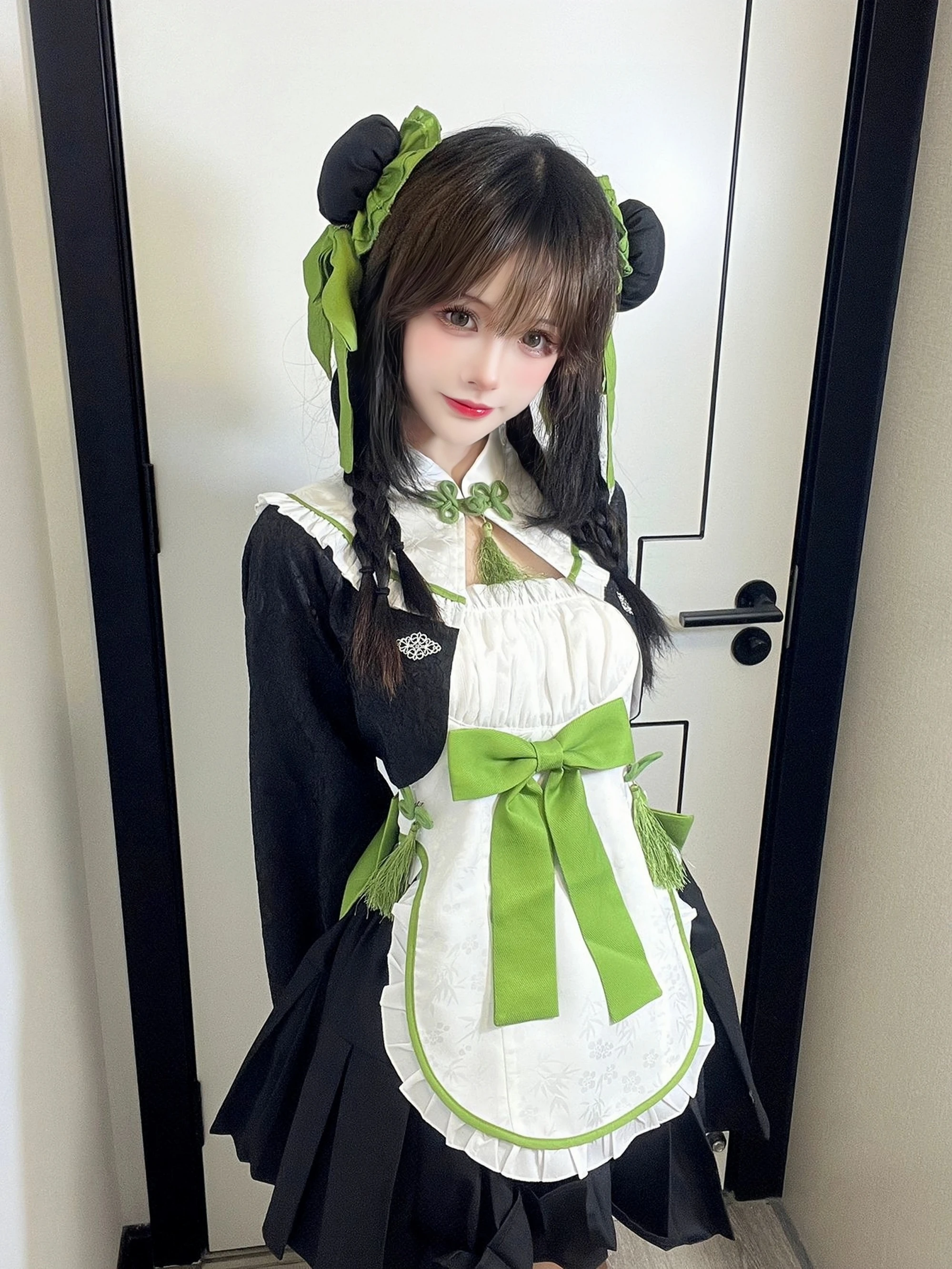 Gaun gadis Jepang Y2k dengan pita kerut tepi gaun pembantu Lolita setelan mode musim panas JK Slim-Fit untuk pelajar Cosplay