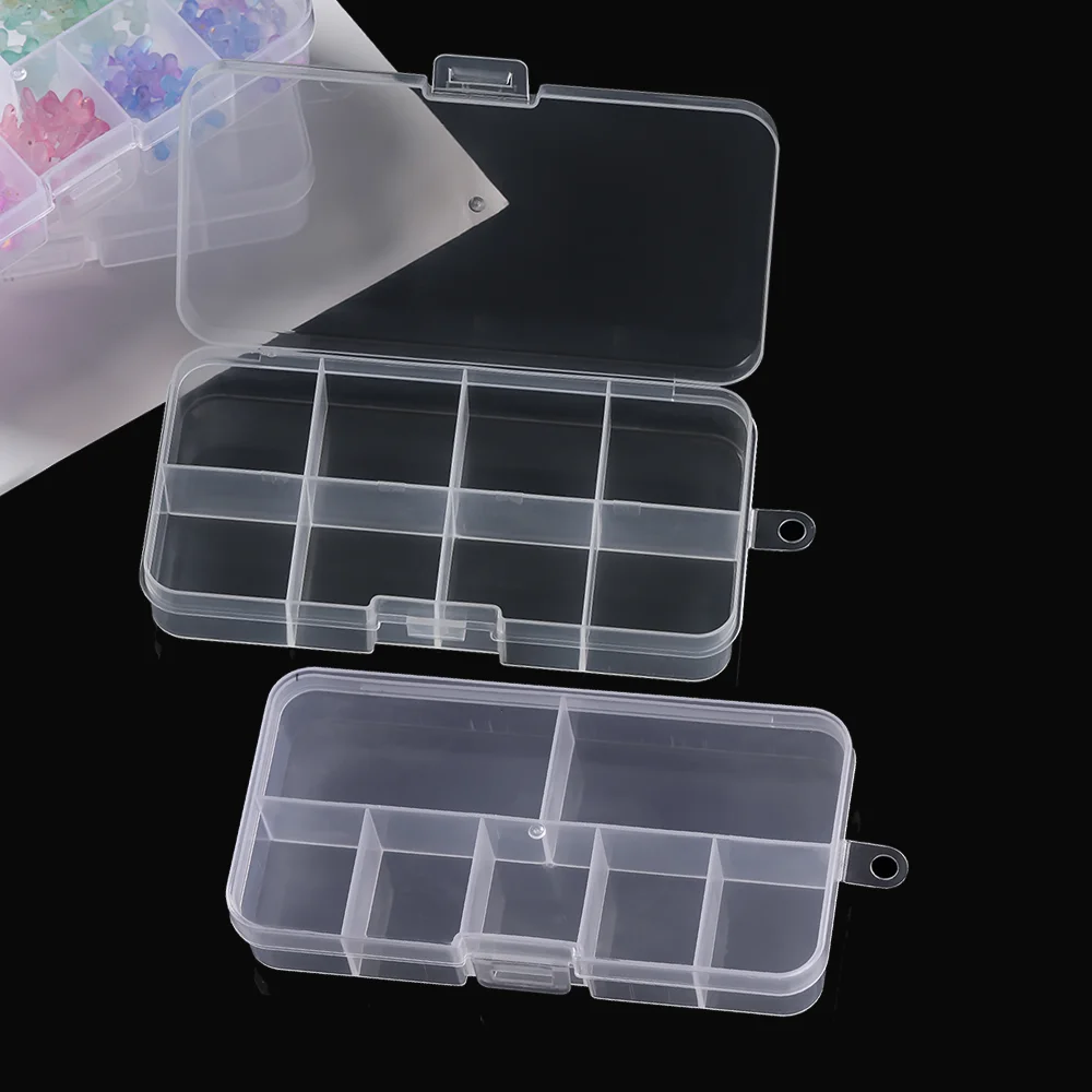 1 pz 7/8 Griglia Contenitore di plastica trasparente per gioielli per perline Custodia per orecchini Scatola di immagazzinaggio rettangolare per gioielli