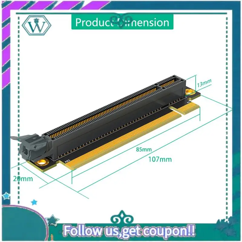 A75Q-4X PCI-E 16X 3.0 90 Degree Reverse Male To Female Riser Card For 1U Server (Installation Direction Towards CPU)