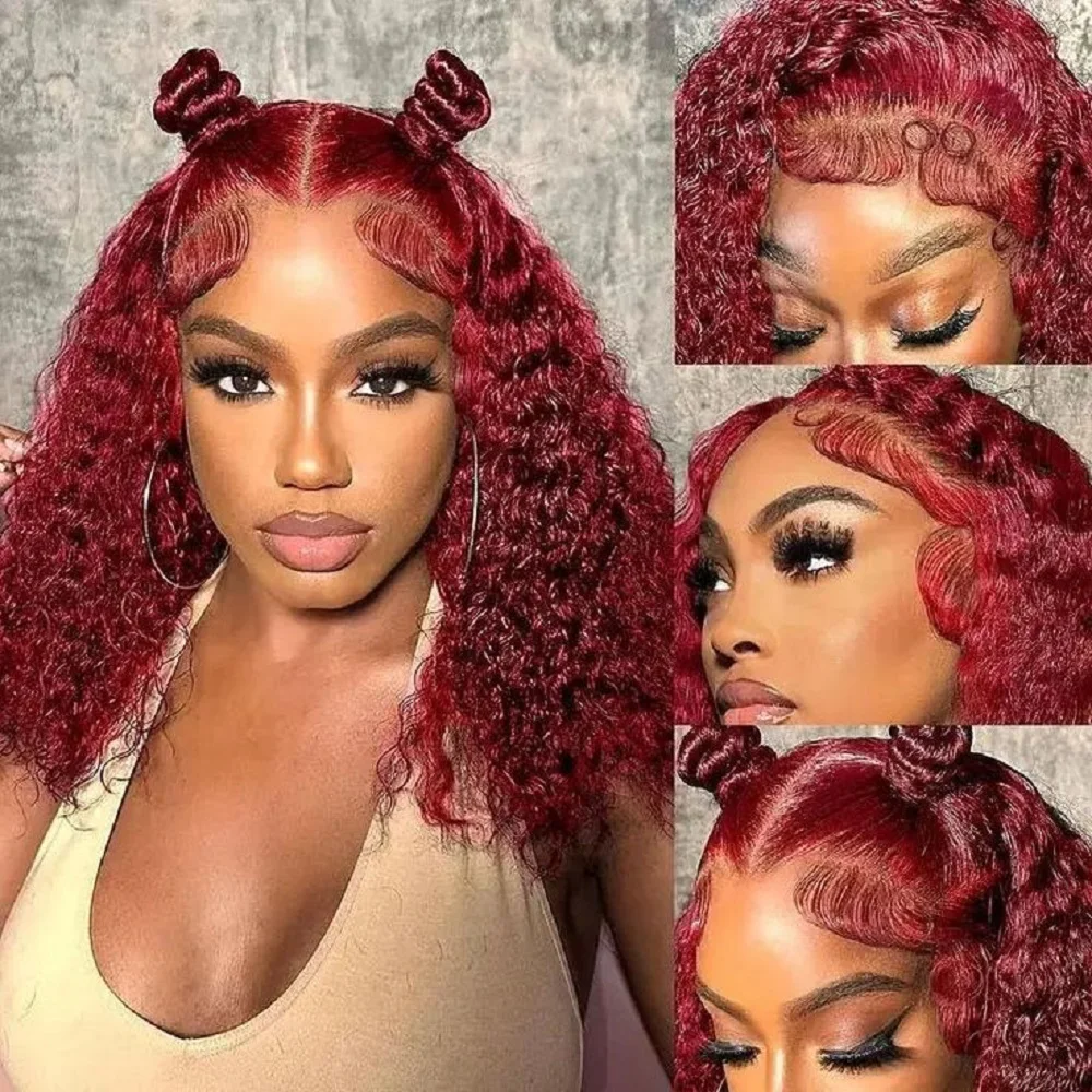 

4x4 6x4 Lace Closure Wig 99J Deep Wave Bob Wig 100% Human Hair Wigs for Black Women Pre Plucked Wigs Human Hair Glueless