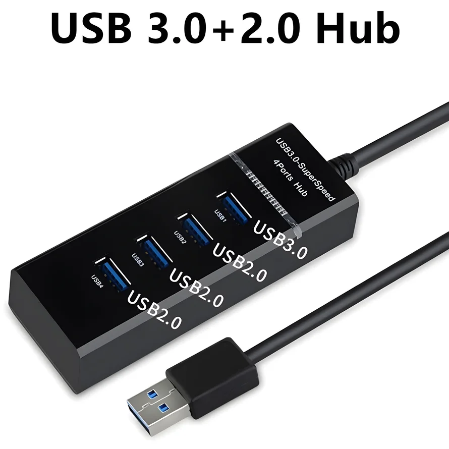 USB 3.0 Hub 4 Ports USB Hub High Speed 5Gbps USB Splitter Adapter for PC Computer Accessories Multiport USB3.0+2.0 Ports Hub