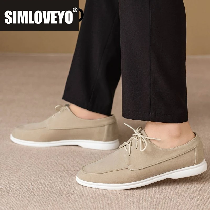 

SIMLOVEYO Брендовые мужские и женские парные туфли на плоской подошве с круглым носком из флока, замша на шнуровке, большой размер 45, 46, 47, 48, мягкие повседневные повседневные лоферы без шнуровки