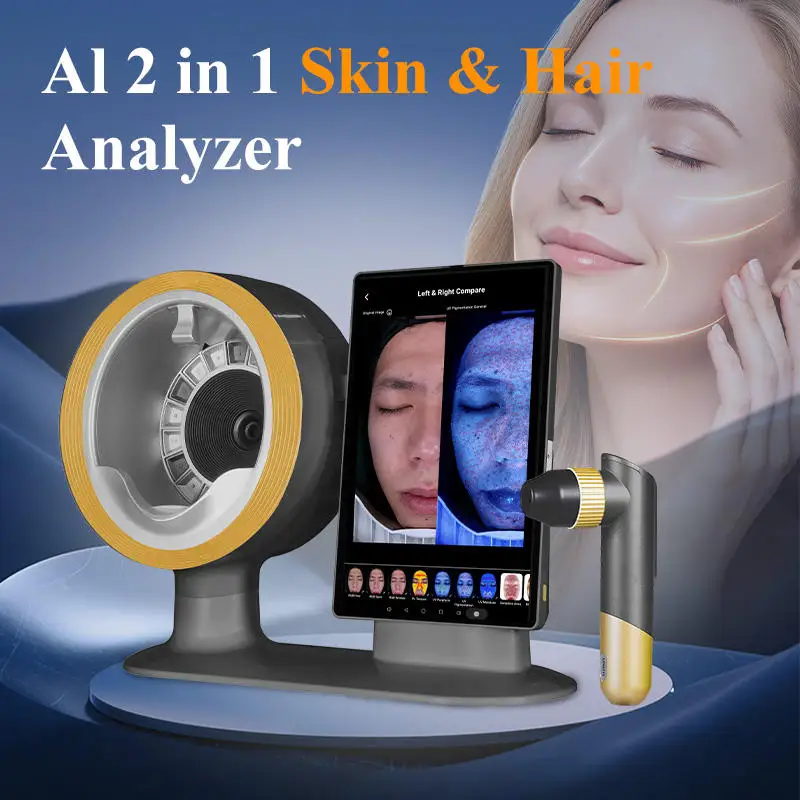 3D Digital System AI Face Skin Analyzer with Hair Scalp Handheld Detector for Beauty Salon Use