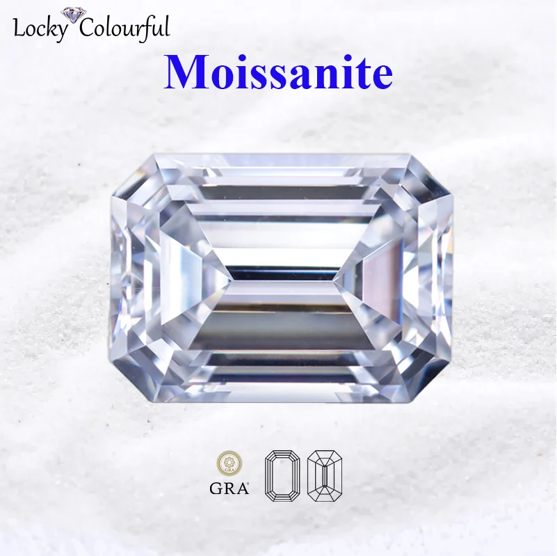 Moissanite B Group Style Emerald Shape Multiple Colors VVS1 DIY Charms Beads for Jewelry Bracelet Making with GRA Certificate