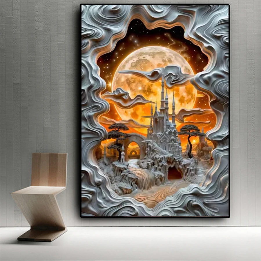 Abstract Lava Land Landscape diamond embroidery Bonsai Moonrise Valley View diamond Painting full drill Pictures Home Decor art