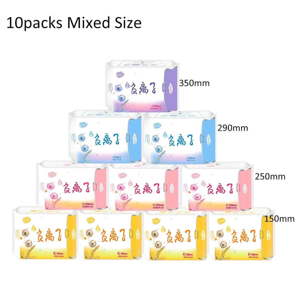 Serviette hygiénique à anions pour femmes, Tampons hygiéniques pour tuer les bactéries, tampon à anions à usage quotidien, 300 pièces = 10 paquets