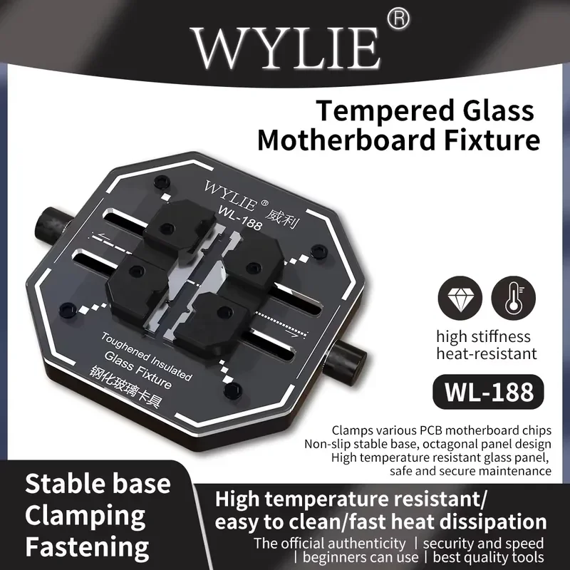 WYLIE WL-188 Tempered Glass Motherboard Fixer High Stiffness and Heat Resistant Stably Clamps Various PCB Chips