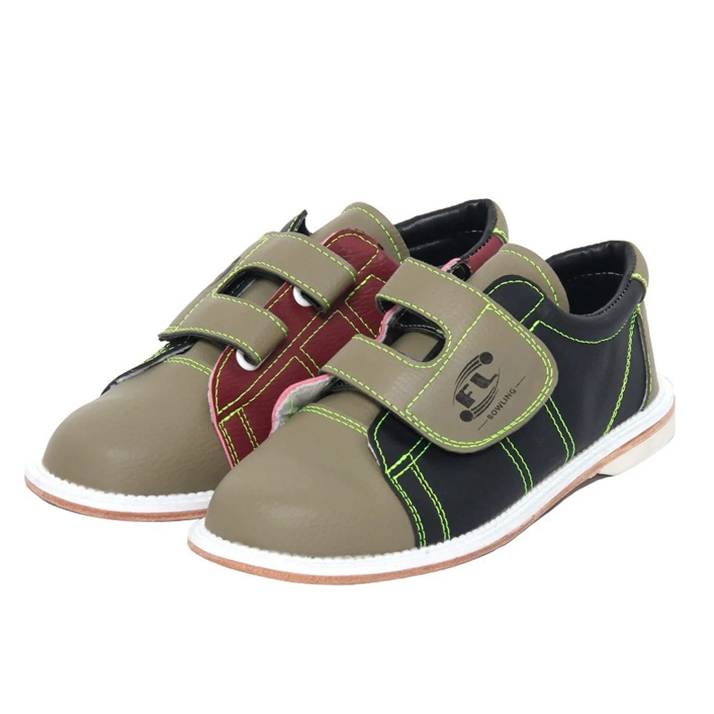 Men Women's PU Leather Velcro Bowling Shoes with Microfiber Sliding Sole - Ideal for Bowling Alley Rental & Training Sneakers