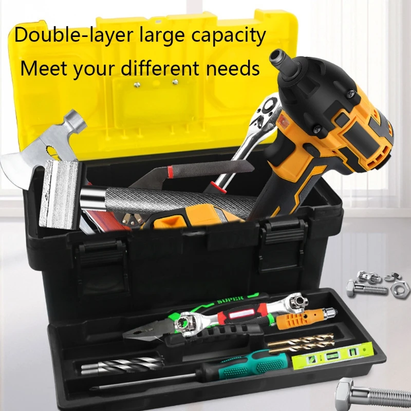 Plastic Tool Box with Removable Tool Tray for Home Improvement Mechanic Repair Construction Work Portable Anti-Fall Dropshipping