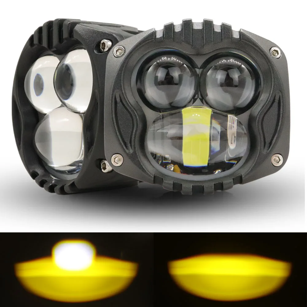 Luz láser de 3 pulgadas, lámpara de trabajo con lente led para todoterreno, 4x4, coche, camión, motocicleta, conducción, amarillo, blanco, focos de vainas de montaje empotrado de 3"