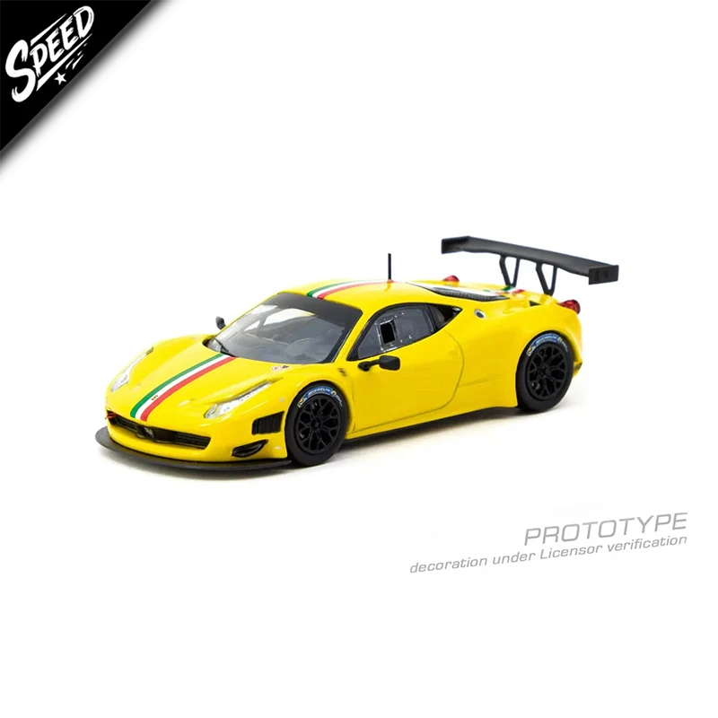 

TW In Stock 1:64 Ferrari 458 Italia Yellow Diecast Car Model Collection Miniature Toy Tarmac Works