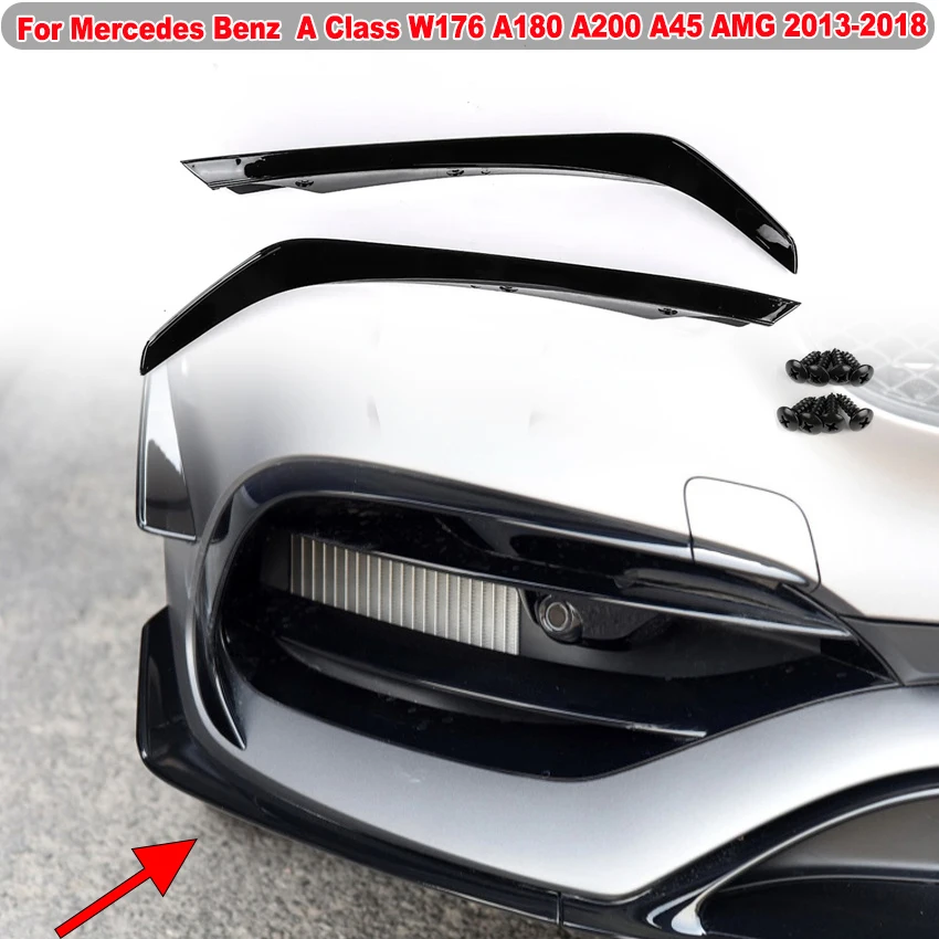 

Front Bumper Side Splitter Spoiler Lower Canard For Mercedes Benz W176 A180 A200 A220 A250 AMG A45 2016-2018 Car Accessories