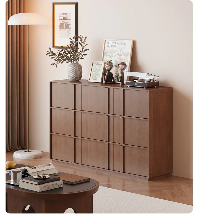 PYH rubber wood six-chest cabinet solid wood locker living room wall drawer cabinet bedroom storage cabinet