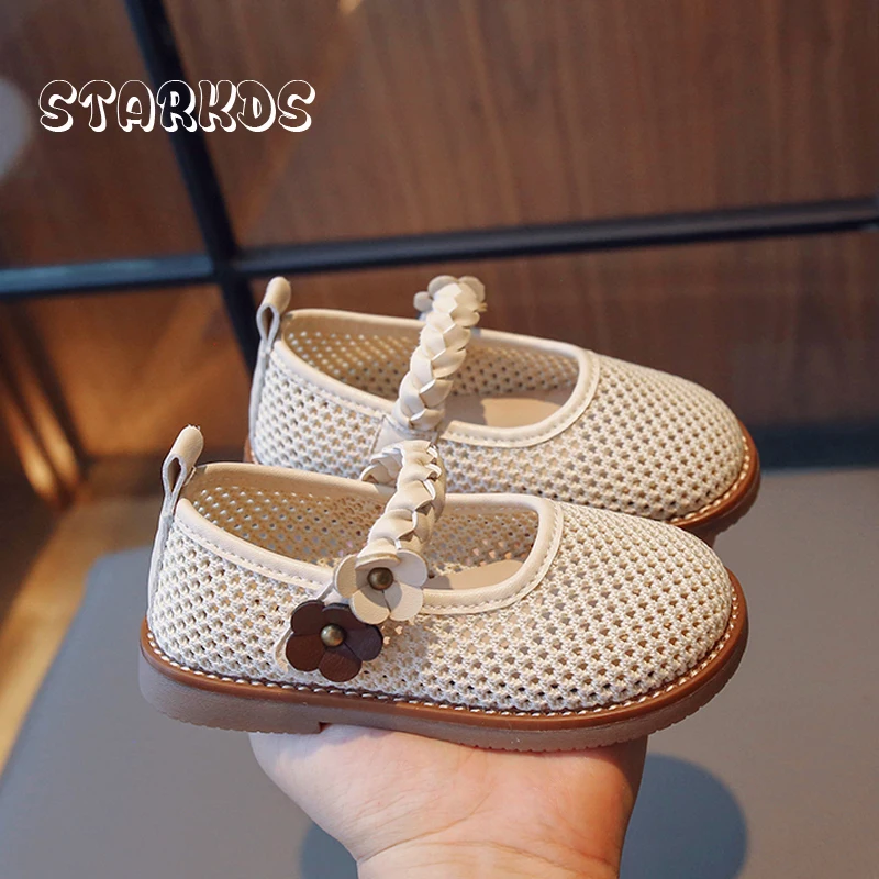 

Summer Breathable Crochet Ballet Flats Baby Girls Cute Flower Weave Mary Janes Toddler Child Elegant Lace Mesh Loafer Shoes