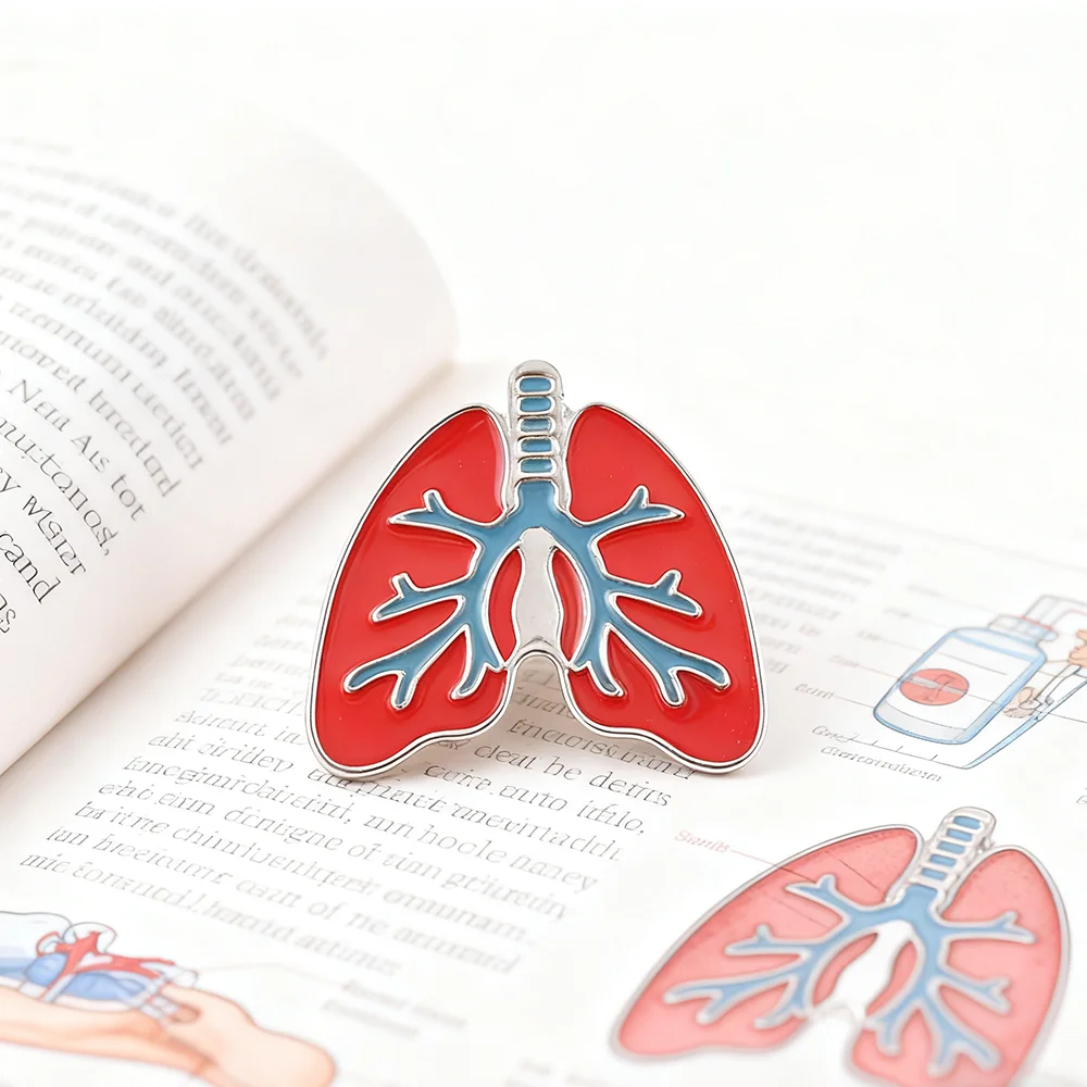 Hanreshe Lung Enamel Pin Medicine Medical Biology Brooch for Doctor Nurse Lapel Backpack Badge Jewelry Gifts
