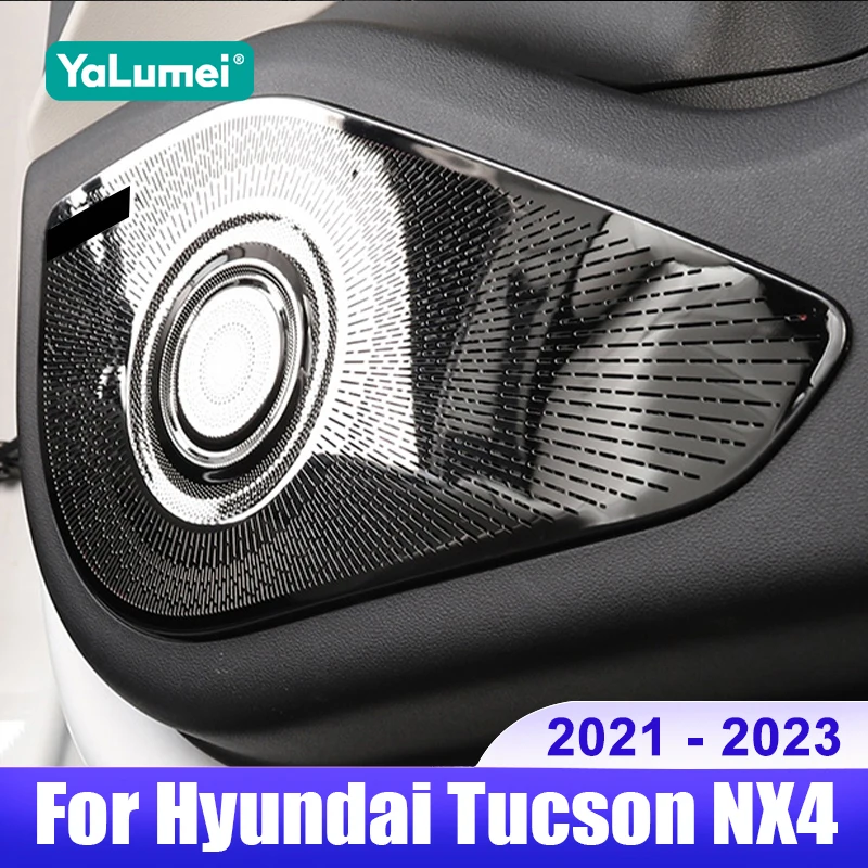 

For Hyundai Tucson NX4 2021 2022 2023 Hybrid N Line Car Door Audio Speaker Trim Cover Tweeter Stainless Steel Accessories