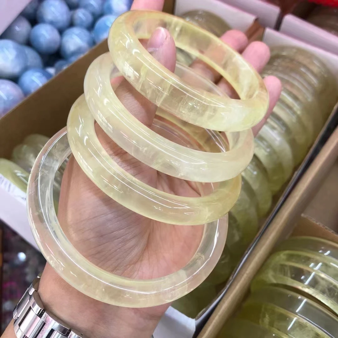 Natural yellow crystal bracelet lemon colored original mineral versatile jade bracelet bangle bangles for women